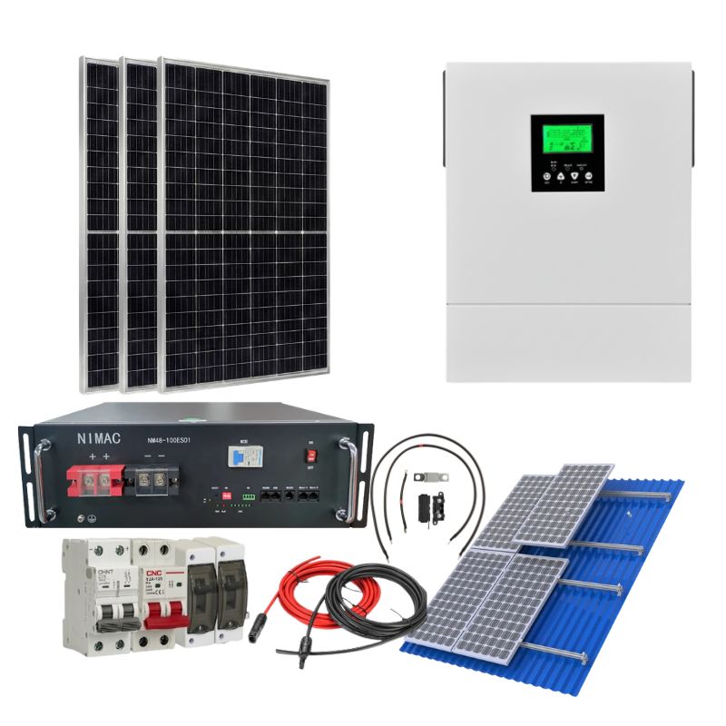 Kit 4200w inicio Premium Litio Kit Solar Fotovoltaico 3000w Premium Litio MPPT Híbrido Off Grid - Imagen 1