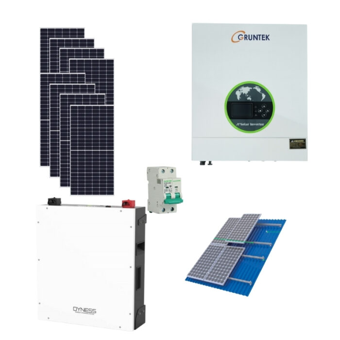 Kit Solar Fotovoltaico 8000W Gruntek Litio MPPT Híbrido Off Grid