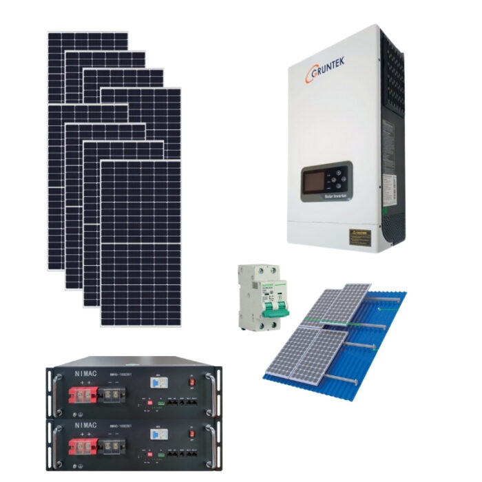 Kit Solar Fotovoltaico 5200w Gruntek Full Litio MPPT Híbrido Off Grid