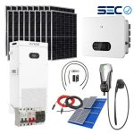 Kit Solar 12kW Goodwe Litio MPPT Híbrido On Grid + Cargador de vehiculos 7.5kw